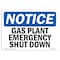Signmission OSHA Notice Sign, 7" Height, 10" Width, Rigid Plastic, Gas Plant Emergency Shut Down Sign, Landscape OS-NS-P-710-L-13020 - alternate 1